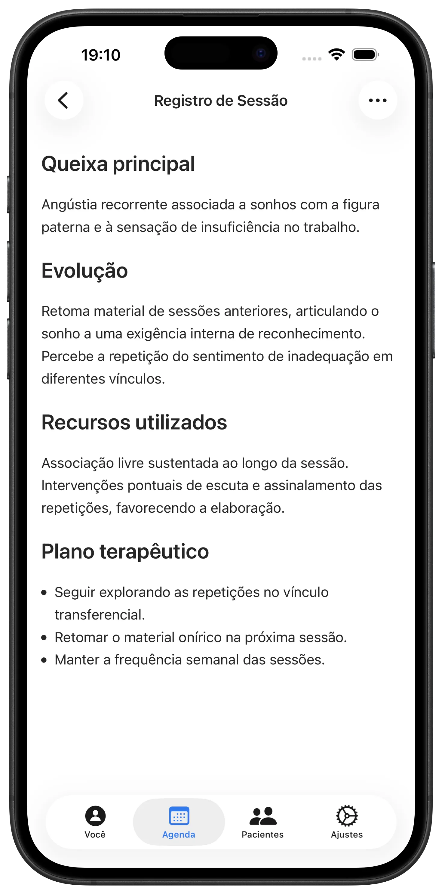 Registro de sessão escrito pelo Maestra