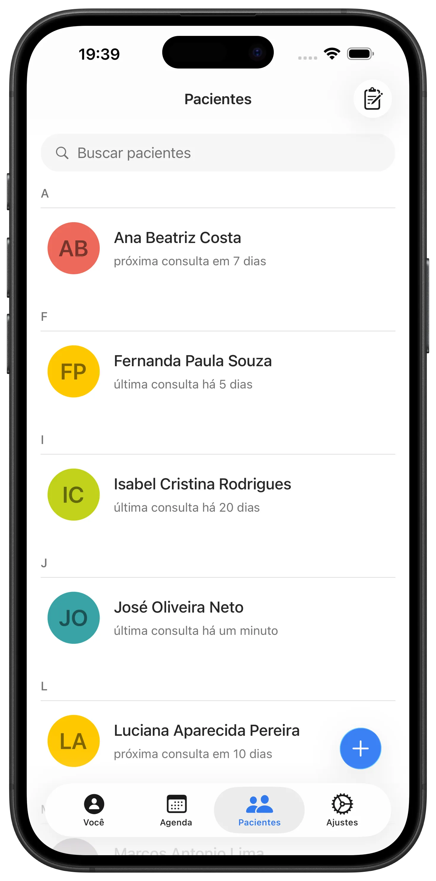 Lista de pacientes