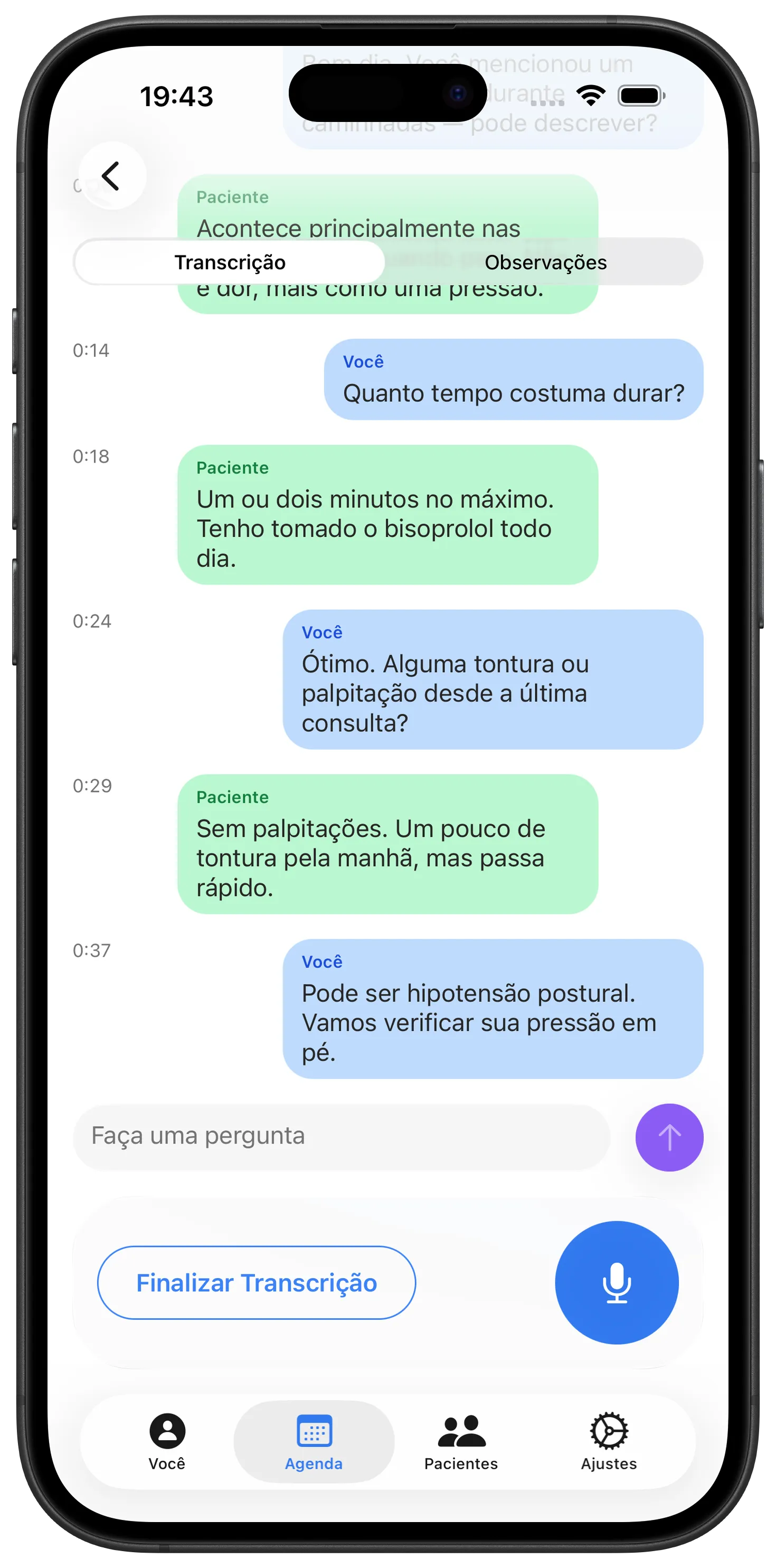Transcrição ao vivo no Maestra